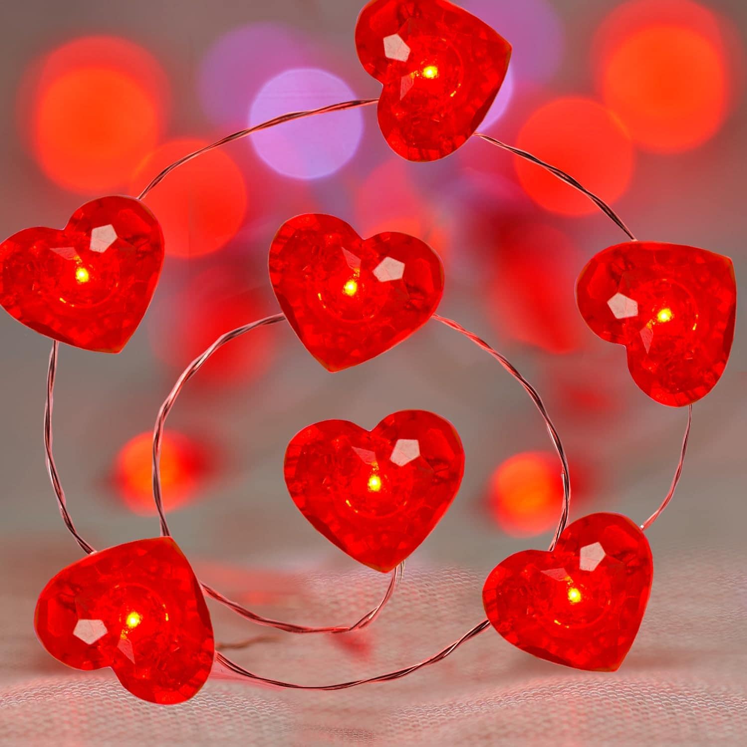 heart-shaped fairy lights