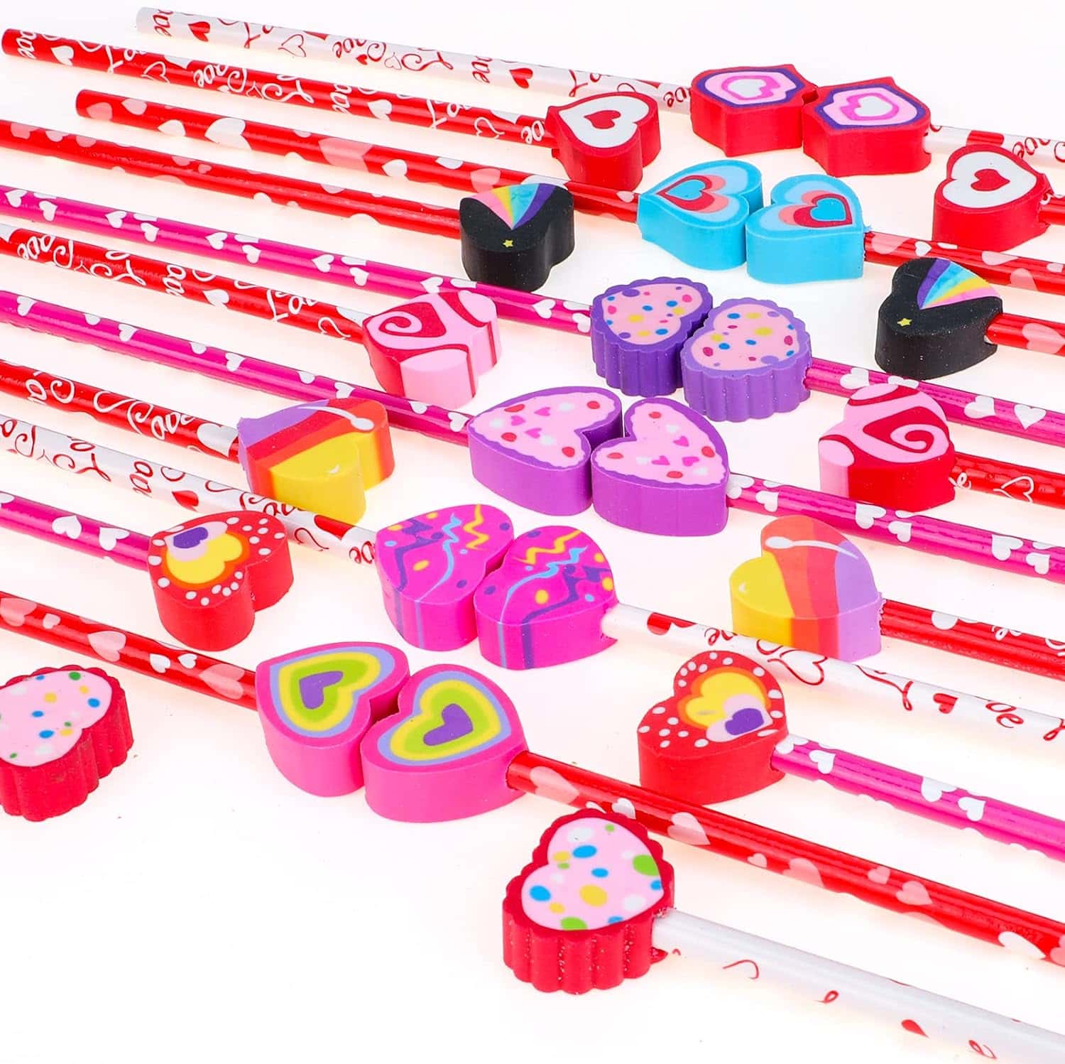 Valentine pencils with giant eraser toppers from Konsait