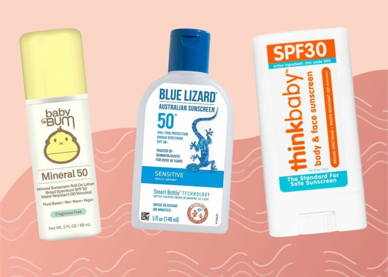Collage of three baby sunscreens that are highly recommended
