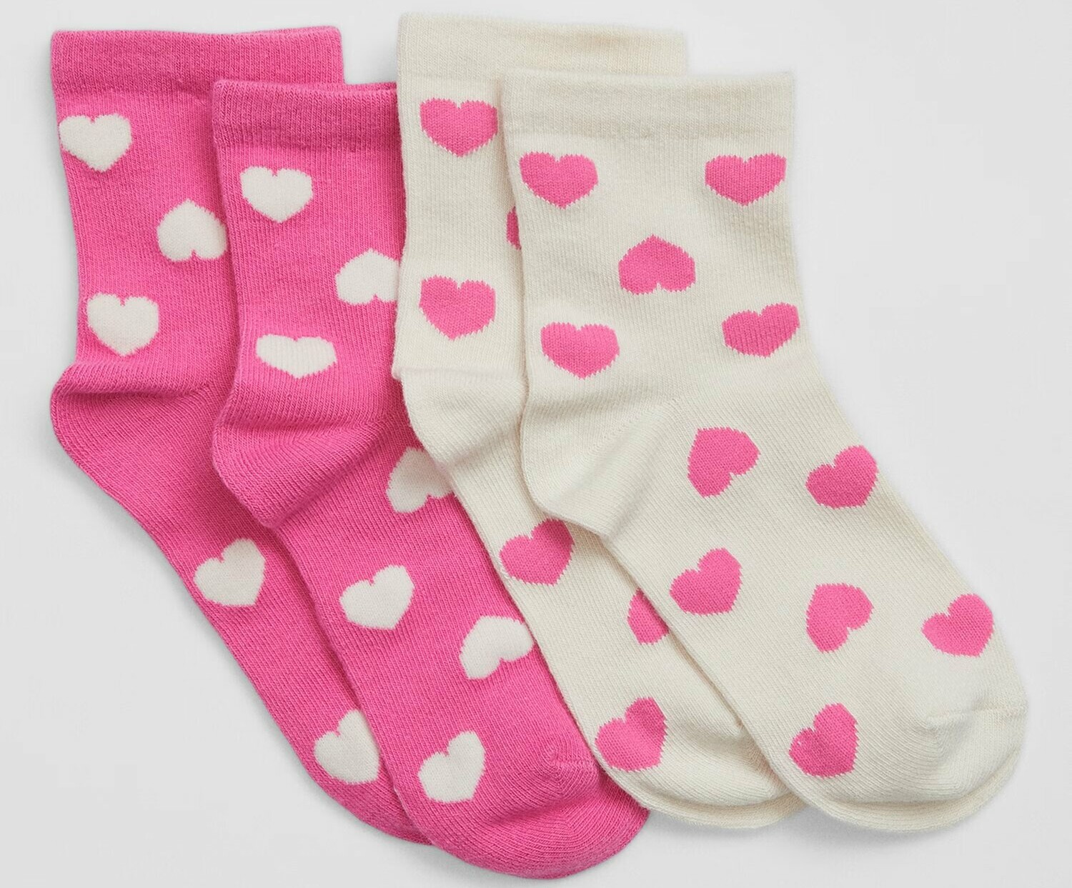 pink and white heart crew socks