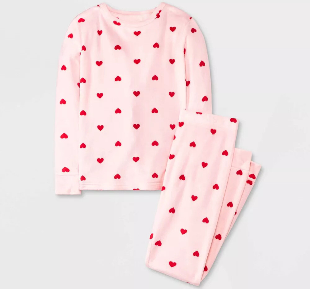 pink heart valentine pajamas